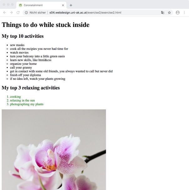 screenshot second exercise